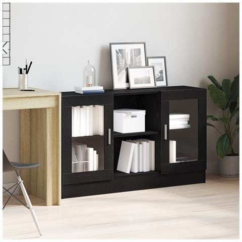 Credenza Nera in Rovere 120x30,5x70 cm in Legno Ingegnerizzato - Foto 2