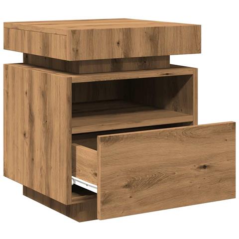 Comodino con Luci LED Rovere Artigianale 40x39x48,5 cm - Foto 9