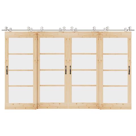 Kit Binari Porta Scorrevole 366 cm Acciaio Inossidabile Argento - Foto 2