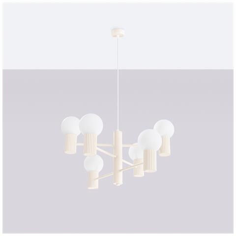 Lampadario Halo 6 Beige Sl. 1831 - Moderno Lampadario Beige 230x64x64 Cm - Foto 2
