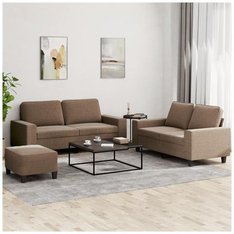 Set di Divani 3 pz Marrone in Tessuto - Foto 2