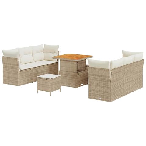 Set Divano da Giardino 9 pcs Beige polyrattan - Foto 1
