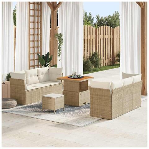 Set Divano da Giardino 9 pcs Beige polyrattan - Foto 2