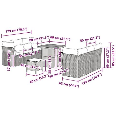 Set Divano da Giardino 9 pcs Beige polyrattan - Foto 9