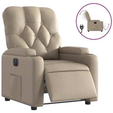 Poltrona Reclinabile Elettrica Cappuccino in Similpelle - Foto 1