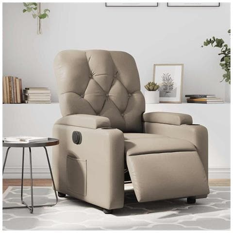 Poltrona Reclinabile Elettrica Cappuccino in Similpelle - Foto 2