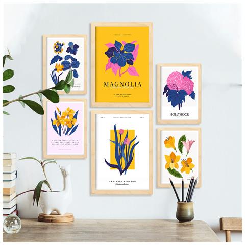 Set Di 6 Stampe Fiori Magnolia Foglie Natura E Stampe Botaniche Per L'interior Design A3 & A4 Senza Cornice - Foto 3