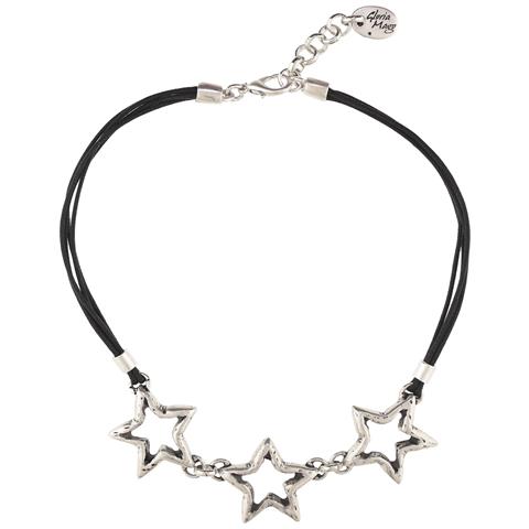 Collana Girocollo A Tripla Stella Nera E Argento - Foto 1