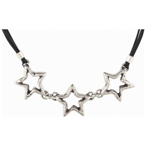 Collana Girocollo A Tripla Stella Nera E Argento - Foto 4