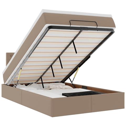 Struttura Letto Pouf con Materasso 120x200 cm Similpelle - Foto 1