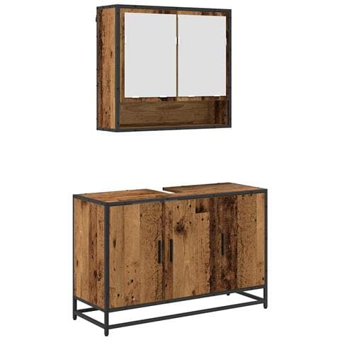 Set di mobili per il bagno con lo scaffale 2 pcs Legno vecchio - Foto 1