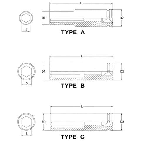 Bussola 1 Pollice  70mm  Per Avvitatore A Impulsi  Modello Lungo - Foto 2