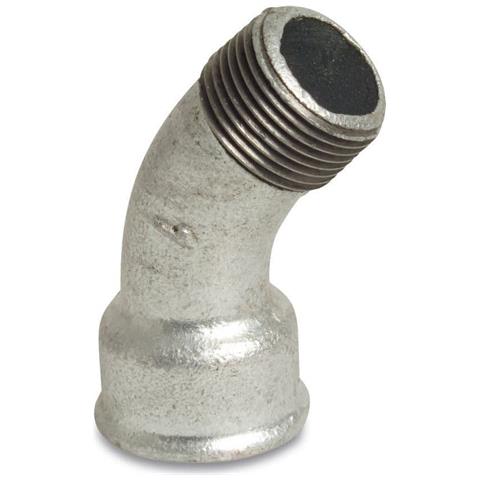 Curva Filettata A 45° In Ghisa Malleabile 1 1/4  Per Impianti Idraulici - Foto 1