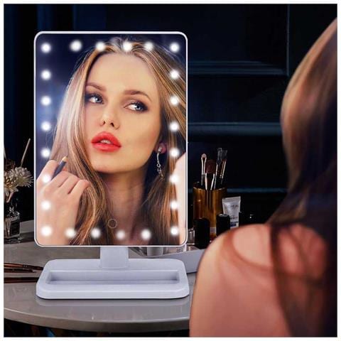Specchio Da Trucco Da Tavolo Led Con Sensore Tattile E Rotazione A 360° - 20 Led White - Foto 2