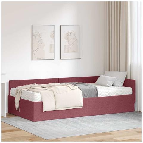 Struttura Letto Angolare con Materasso 2 pcs Grigio Tessuto - Foto 2