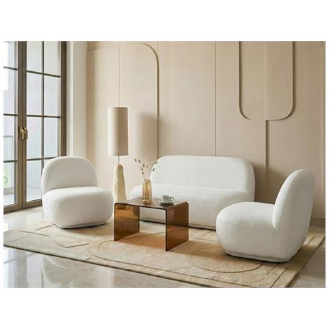 Set Da Salotto 4 Posti Lovberg Tessuto Bianco Sporco - Foto 1