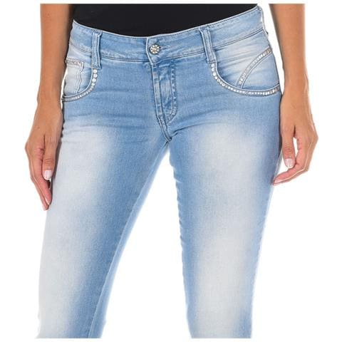 Pantaloni Da Donna Pirata Effetto Consumato Realizzati In Tessuto Elastico 10db50294 - Foto 3