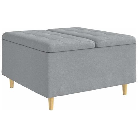 Pouf contenitore Grigio chiaro 80 x 80 x 45 cm Tessuto - Foto 1
