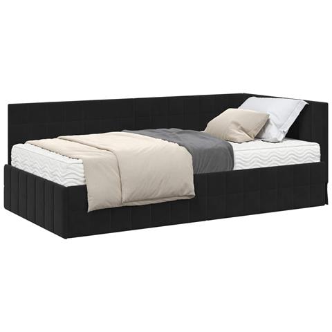 Struttura Letto Angolare con Materasso 2 pcs Nero Velluto - Foto 1