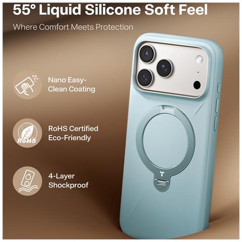 Cover per iPhone 17 Pro Max - PC+Silicone, Blu, Con Soporte - Foto 2