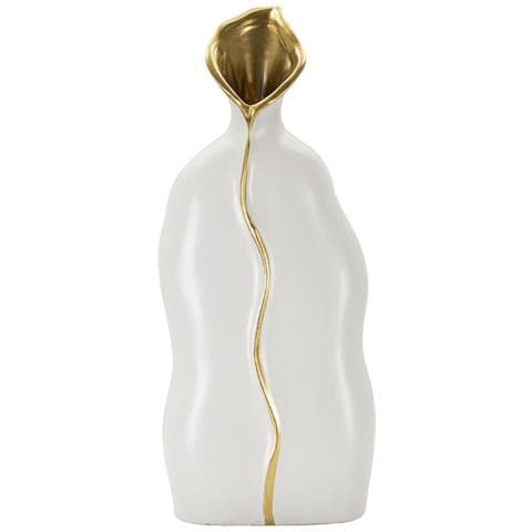 Vaso Uma Piccolo In Ceramica Bianca Con Dettagli Oro - Foto 1