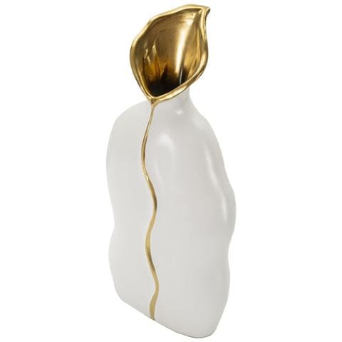 Vaso Uma Piccolo In Ceramica Bianca Con Dettagli Oro - Foto 2