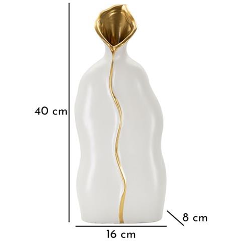 Vaso Uma Piccolo In Ceramica Bianca Con Dettagli Oro - Foto 6