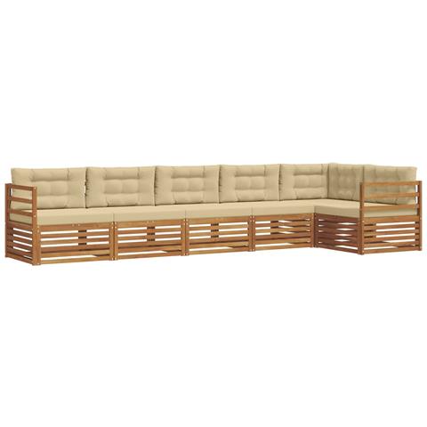 Set di divani da esterno con cuscino 6 pcs Naturale e Beige - Foto 1