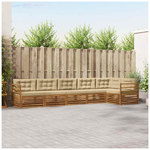 Set di divani da esterno con cuscino 6 pcs Naturale e Beige - Foto 2