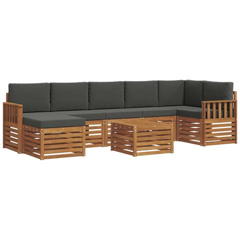 Set divani 8 pcs Naturale e Antracite Legno di Acacia Massello - Foto 1