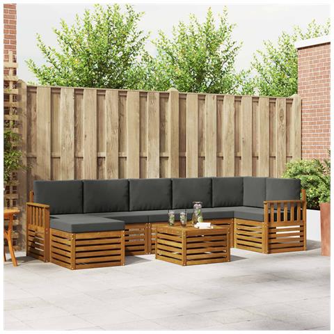 Set divani 8 pcs Naturale e Antracite Legno di Acacia Massello - Foto 2