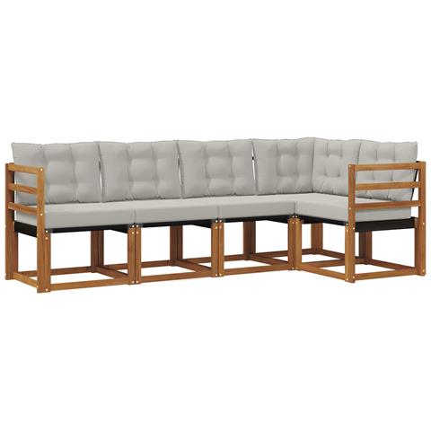 Set di divani da esterno 5 pcs Grigio Naturale e Chiaro - Foto 1