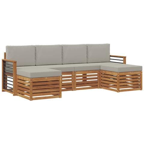 Set divani con cuscino 6 pcs Grigio Naturale e Chiaro - Foto 1
