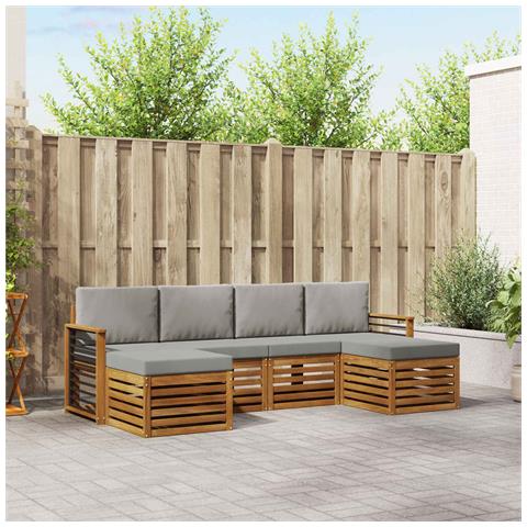 Set divani con cuscino 6 pcs Grigio Naturale e Chiaro - Foto 2