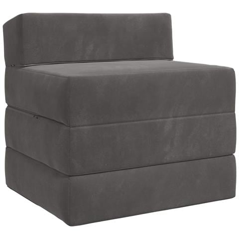 Divano Letto Pieghevole Grigio Scuro 200 x 70 x 15 cm Velluto - Foto 1