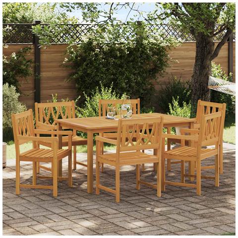 Panchina da esterno 6 pcs Naturale 56 x 55,5 x 90 cm - Foto 2