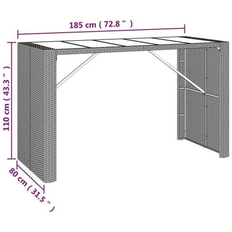 Set da Bar da Giardino 9pz Grigio in Polyrattan - Foto 9