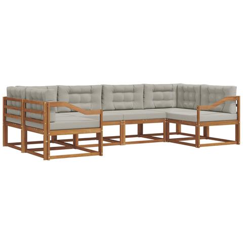 Set di divani da esterno 6 pcs Grigio Naturale e Chiaro - Foto 1