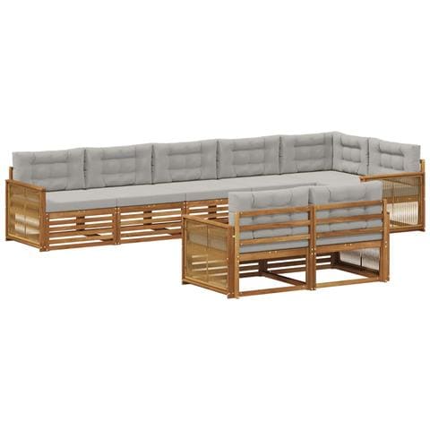 Set di divani da esterno 8 pcs Naturale e Grigio Chiaro - Foto 1