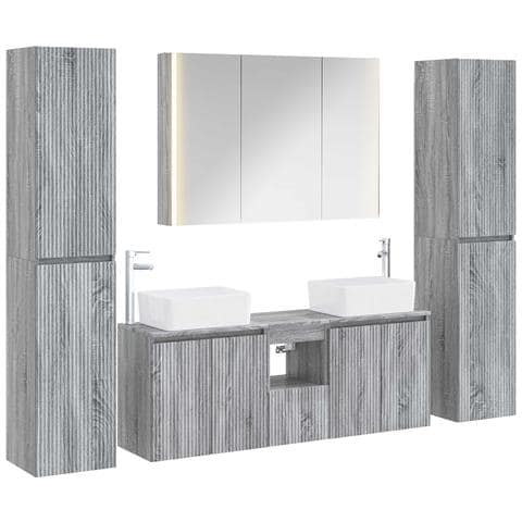 Set di mobili per il bagno 6 pcs Sonoma grigio - Foto 1