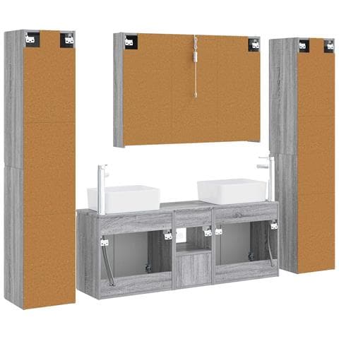 Set di mobili per il bagno 6 pcs Sonoma grigio - Foto 9