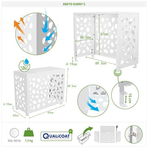 Copertura Per Climatizzatore E Pompa Di Calore ANETO SUNNY Alluminio Bianco - Taglia S - Foto 3
