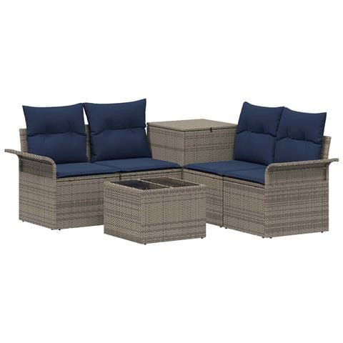 Set di divani 6 pz 4-Numero di posti Grigio e Blu Navy - Foto 1