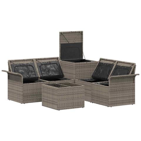 Set di divani 6 pz 4-Numero di posti Grigio e Blu Navy - Foto 10