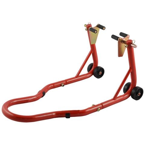 Cavalletto Alza Moto Anteriore Regolabile 4 Ruote Rosso Adattatori A Forca - Foto 1