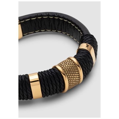Bracciale da Uomo in Pelle, ""Ring"", 20cm, Oro - Foto 16