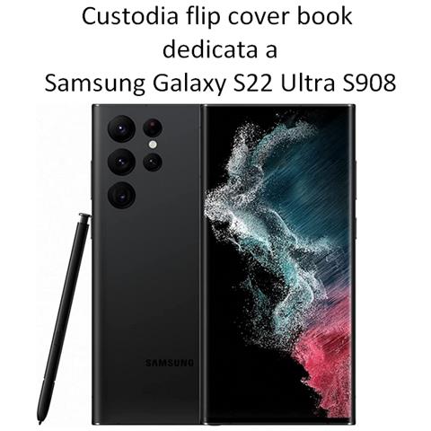 Smart Book Custodia Poket Silicone Flip Cover Case Per Samsung Galaxy S22 Ultra S908 Blu - Foto 2