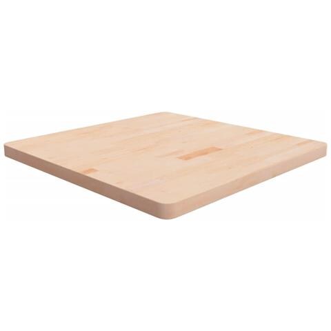 Piano Tavolo Quadrato 80x80x4 Cm Massello Rovere Non Trattato - Foto 1
