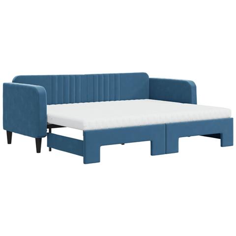 Divano Letto Estraibile Con Materassi Blu 80x200 Cm Velluto - Foto 1