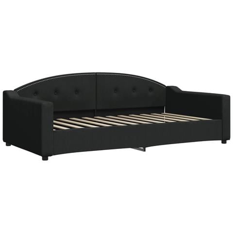 Divano Letto Con Materasso Nero 100x200 Cm In Tessuto - Foto 2